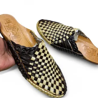 Handcrafted Woven Leather Mules – Kolhapuri Inspired with Genuine Leather