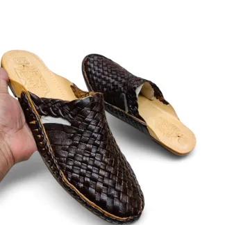 Handcrafted Woven Leather Mules – Kolhapuri Inspired with Genuine Leather
