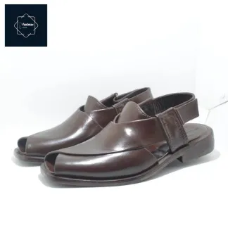 Embrace timeless elegance with our Black Leather Kabuli Sandals