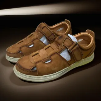 Men’s Brown Leather Fisherman Sandals – Adjustable Comfort