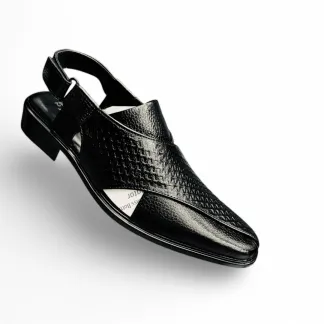 Metro Men’s Black Patent Leather Ethnicwear Pathani Sandal