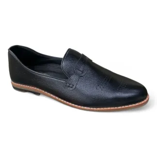 Men’s Brown Leather Loafers – Perforated Detail