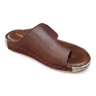 Men’s Brown Leather Toe-Post Sandals – Adjustable Buckle