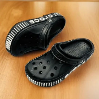 Authentic Crocs Bold Band Clogs – Classic Black & White – Comfort & Iconic Style