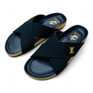 Men’s Luxury Embroidered Mules – Rich Brown with Gold Wavy Zari Work – Traditional Pakistani Style