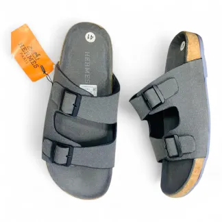 Footmax Men’s Grey Buckle Cork Slide Sandals