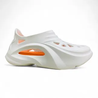 Unisex White & Orange Black EVA Platform Clogs