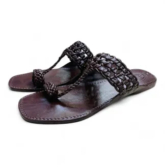 Original Leather Men’s Kalaphuri Sandals | Black & Brown | Sizes 44-46 | Handmade Casual Sandals |