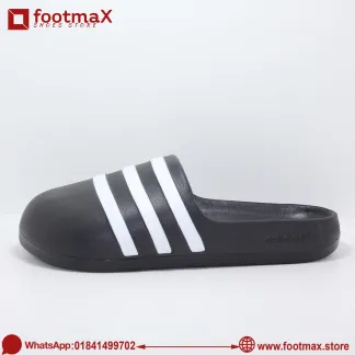 Men’s Black & White Stripe Slides – Premium Comfort