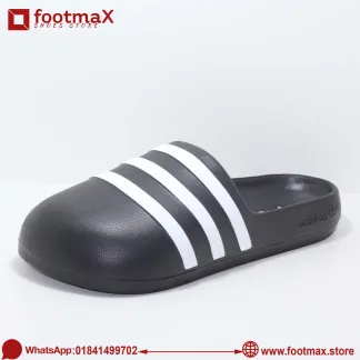 Men’s Black & White Stripe Slides – Premium Comfort