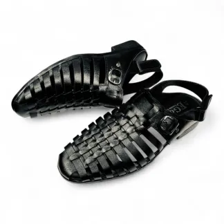 Men’s Brown Netted Leather Sandals – Classic Comfort & Style