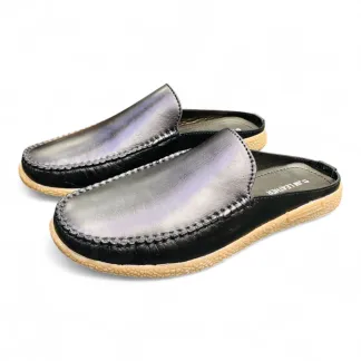 Men’s Black Leather Half Shoes – Premium Comfort Slip-On Loafers |