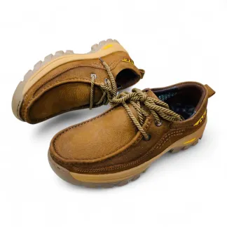 Men’s Brown Rugged Leather Casual Shoes – Durable Grip & Comfort Fit
