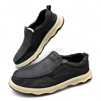 Men’s Black Leather Loafers – Smart Casual Slip-On Shoes