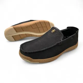 Men’s Black Leather Loafers – Casual Comfort Slip-On Shoes