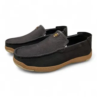 Men’s Black Leather Loafers – Casual Comfort Slip-On Shoes