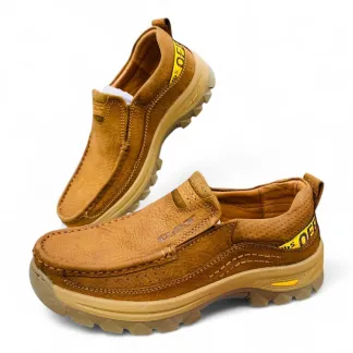 Men’s Brown Rugged Leather Casual Shoes – Durable Grip & Comfort Fit