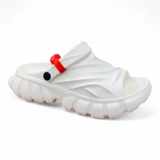 Men’s White Chunky Slides with Adjustable Strap
