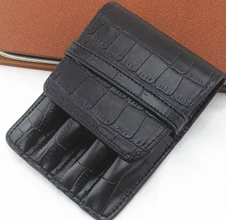 Artificial Leather 4-Slot Pen Case – Elegant Pen Holder & Protective Pouch