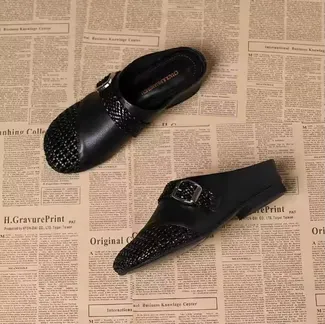 FRENCH BRAIDED HOLLOW TOE HALF SLIPPERS