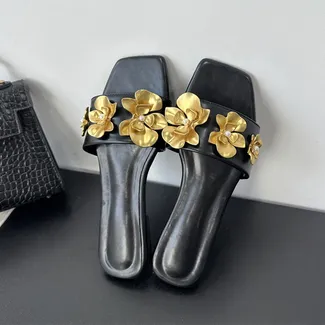 ONE-LINE FLOWER FASHION FLAT WOMEN'S SLIPPERS GB-0121