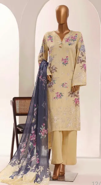 Pakistani Original Sadabahar Printed Lawn Stitched 3Pcs _ Yellow