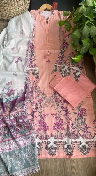 Pakistani Original Sadabahar Printed Lawn Stitched 3Pcs _ Peachy Pink