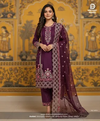 Premium Gold Organza Party Wear