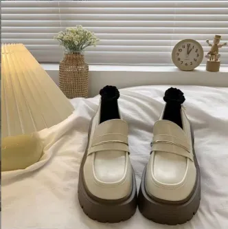 Women Leather Chunky Loafer Shoes
