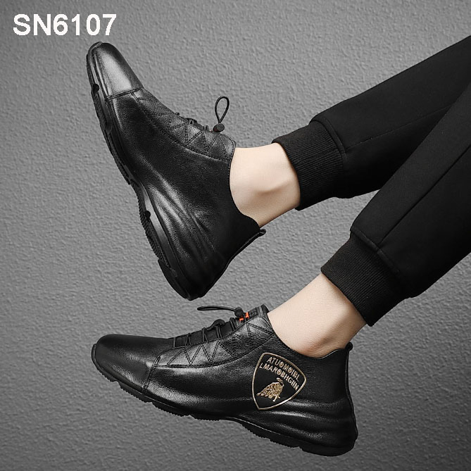 Genuine Leather Breathable Bottom plate Sneakers