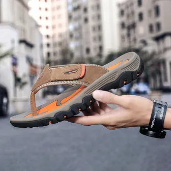 CROSS-BORDER DOCK LAYER COWHIDE MEN'S SANDAL 7222Br