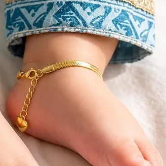 Gold Plated Snake Baby Anklet Chain 