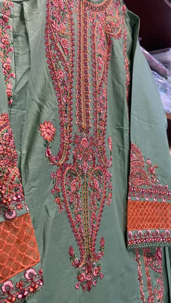 Pakistani Original Hayat's Cotton Embroidered Stitched 2Pcs _ Green 