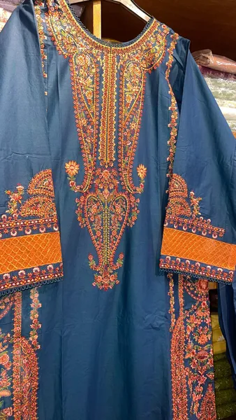 Pakistani Original Hayat's Cotton Embroidered Stitched 2Pcs _ Navy Blue