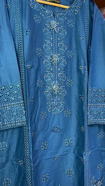 Pakistani Original Hayat's Cotton Embroidered Stitched 2Pcs _ Navy Blue