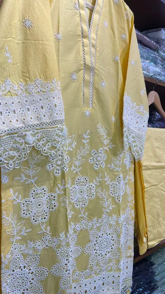 Pakistani Original Hayat's Cotton Embroidered Stitched 2Pcs _ Yellow