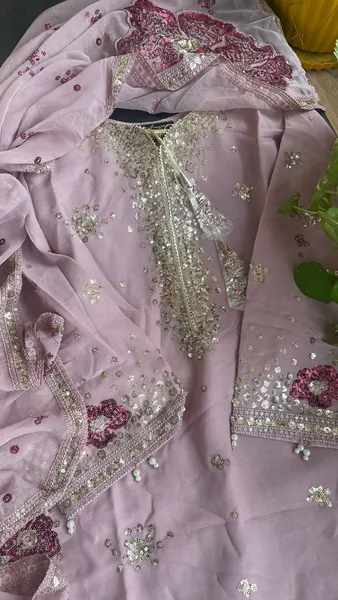 Original Pakistani Chiffon Stitched 3Pcs By Rangoon _ Mauve