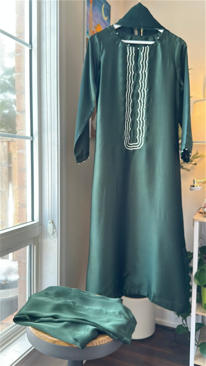 Pakistani Lasercut Silk Stitched 3Pcs_ Sea Green