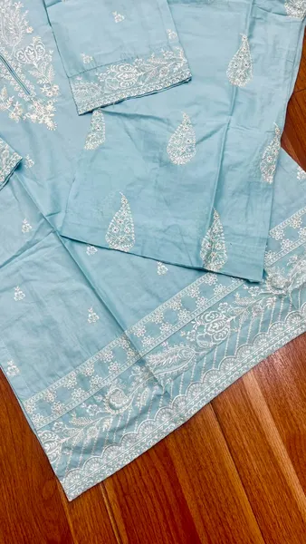Pakistani Original Hayat's Cotton Embroidered Stitched 2Pcs _ Powder Blue 