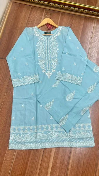 Pakistani Original Hayat's Cotton Embroidered Stitched 2Pcs _ Powder Blue 