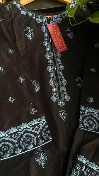 Pakistani Original Hayat's Cotton Embroidered Stitched 2Pcs _ Black