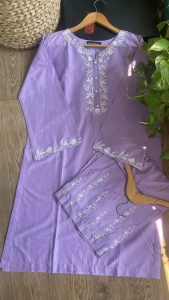 Pakistani Original Hayat's Cotton Embroidered Stitched 2Pcs _ Purple