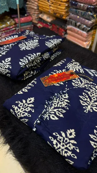 Jaipuri Print Swizz Cotton Suit with Printed Cotton Dupatta
