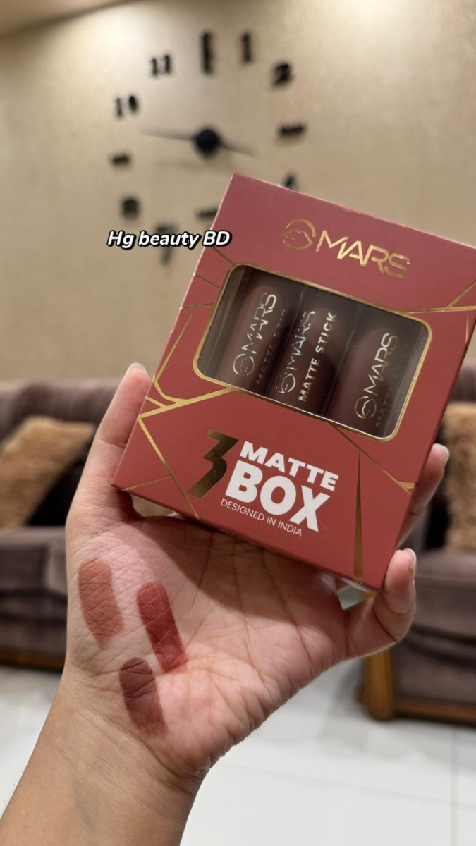 MARS Set of 3 Matte Lipsticks Box - (BROWN)