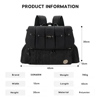Stylish Waterproof Baby Diaper Bag with Changing Pad & Single Shoulder Strap