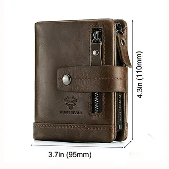  Multifunctional Zipper Genuine Leather Wallet