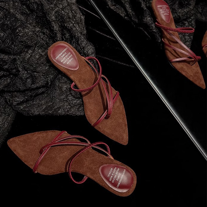 FRENCH-STYLE SINGLE STRAP POINTED WOMEN'S SANDALS GB-0127