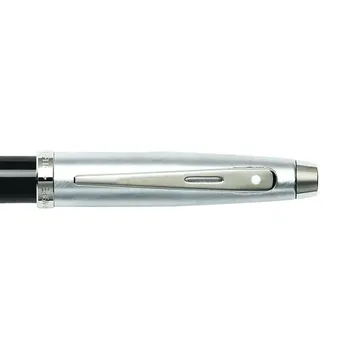 Sheaffer 100 Fountain Pen Glossy Black with Brushed Chrome Cap