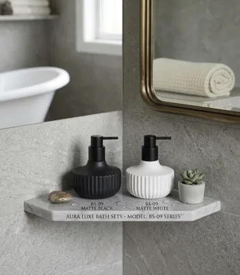 Aura Luxe BS-09 Soap Dispenser – Matte Black & White Bathroom Pump Bottles