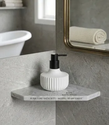 Aura Luxe BS-09 Soap Dispenser – Matte Black & White Bathroom Pump Bottles
